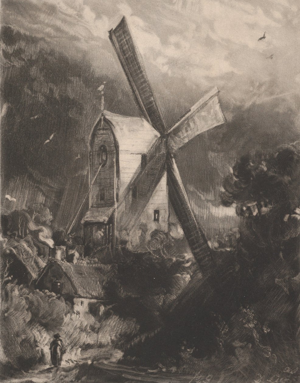 Brighton Yakınlarındaki Değirmen, 1829. by David Lucas