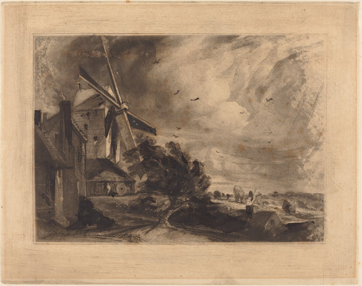 Bir değirmen by David Lucas after John Constable