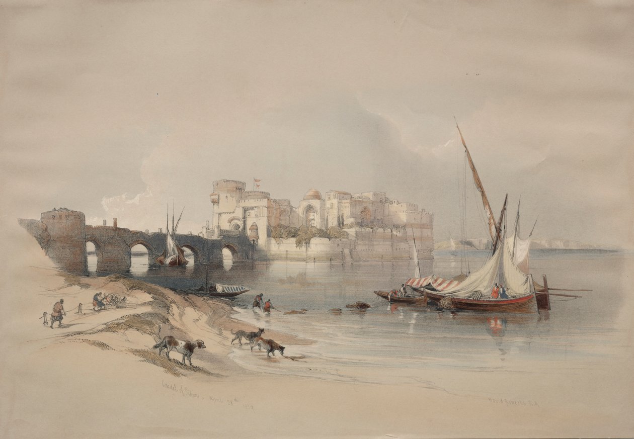 Sidon Kalesi, 1839. by David Roberts