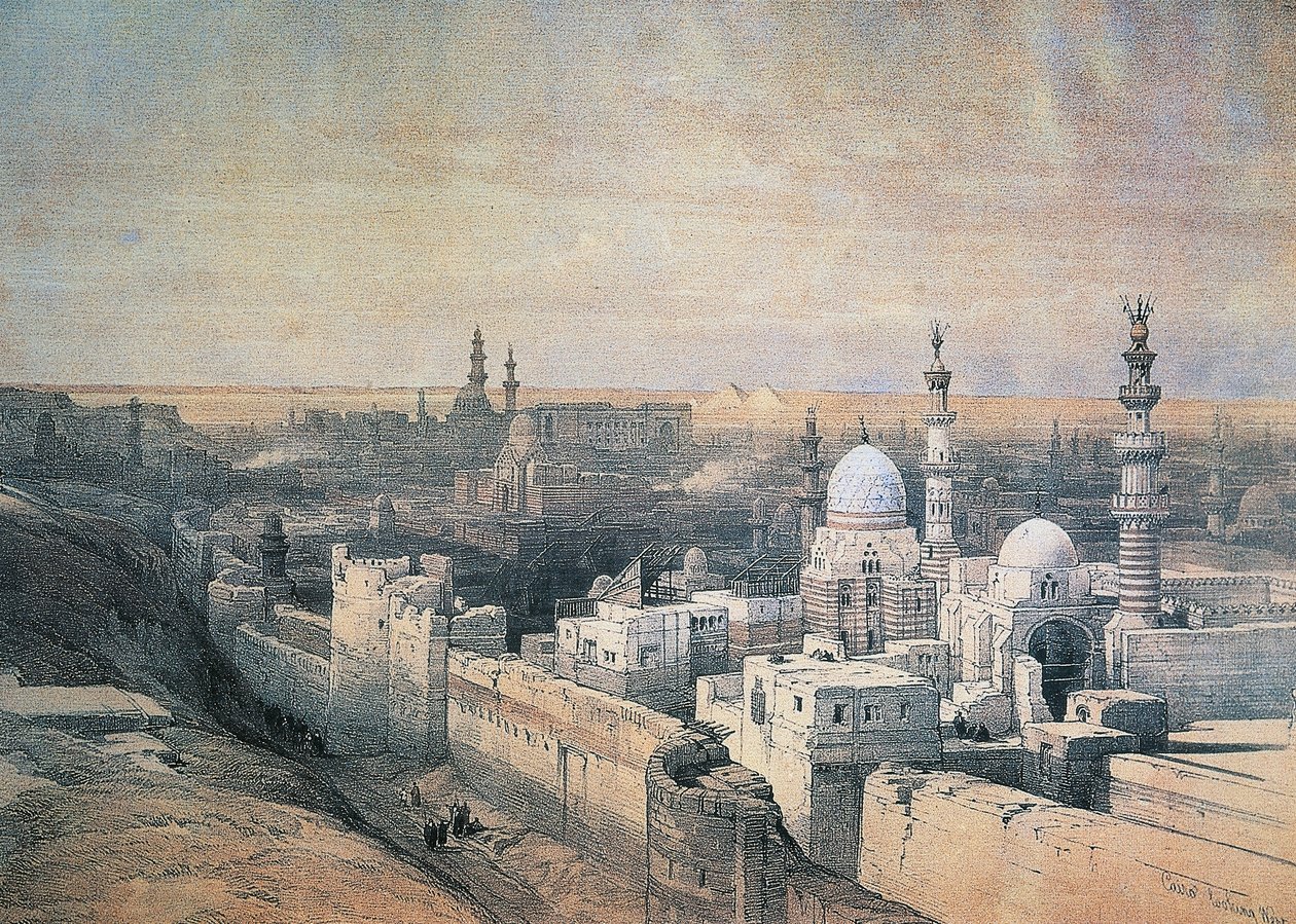 Mısır, Kahire, 1839 litografi by David Roberts
