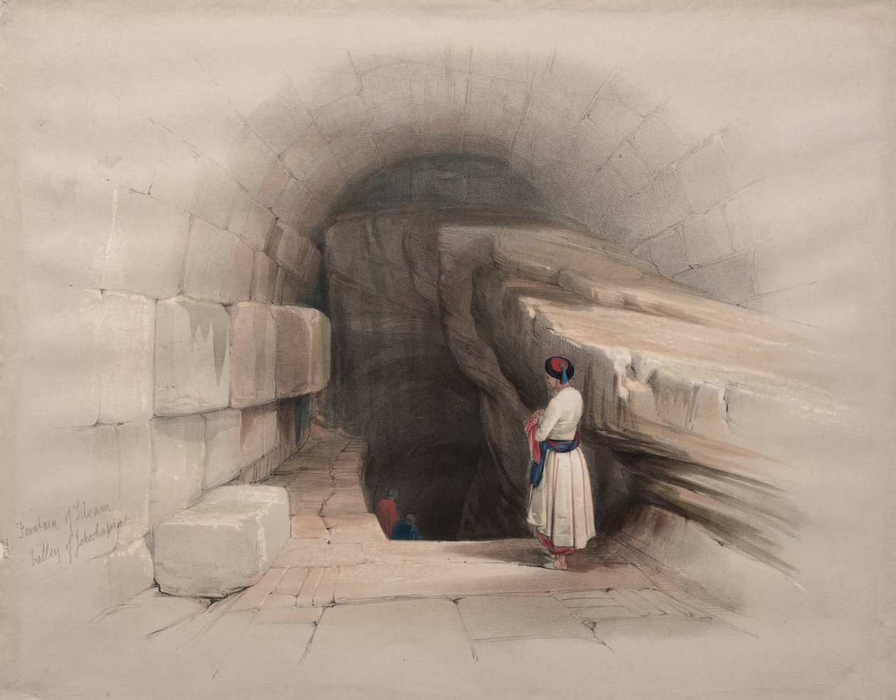 Siloam Çeşmesi, Yehoşafat Vadisi, 1839. by David Roberts