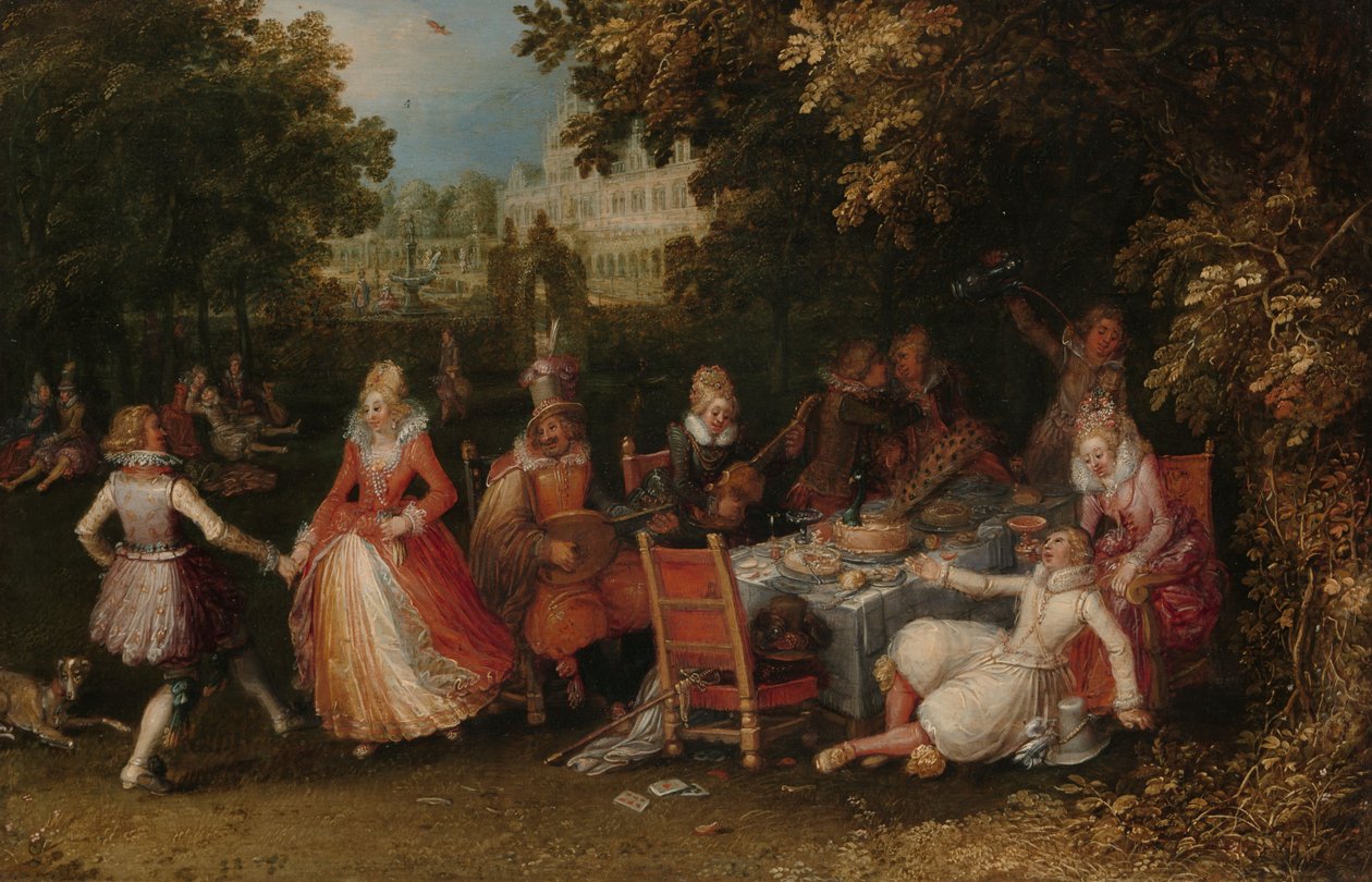 The Garden Party, c.1610 (panelde yağlı boya) by David Vinckeboons