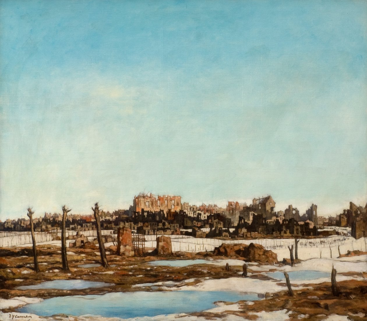 Bailleul, c.1918 (tuval üzerine yağlı boya) by David Young Cameron