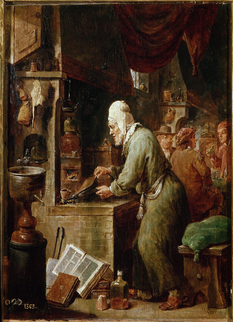Simyacı (panelde yağ by David Teniers the Younger