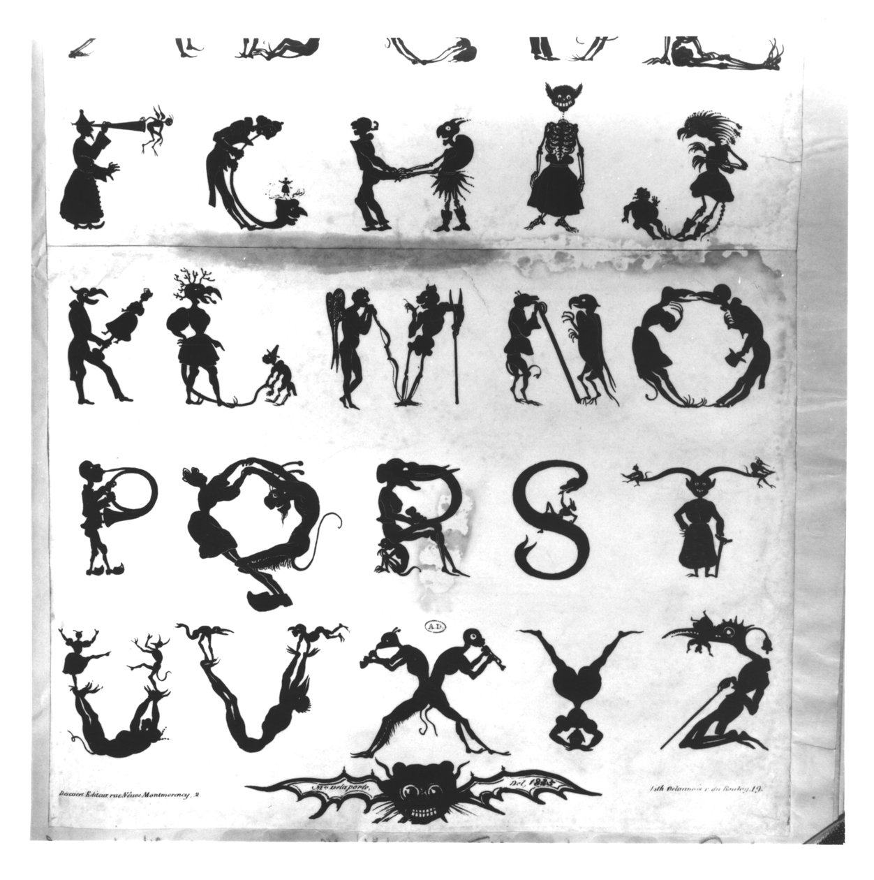 Devilish Alphabet, Delannois, 1825 tarafından kazınmış (detay, ayrıca bkz. 184307, 184308, 184310 - 184312) by Delaporte
