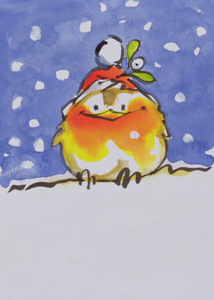Noel Robin (kağıt üzerine tuvalet ve mürekkep) by Diane Matthes