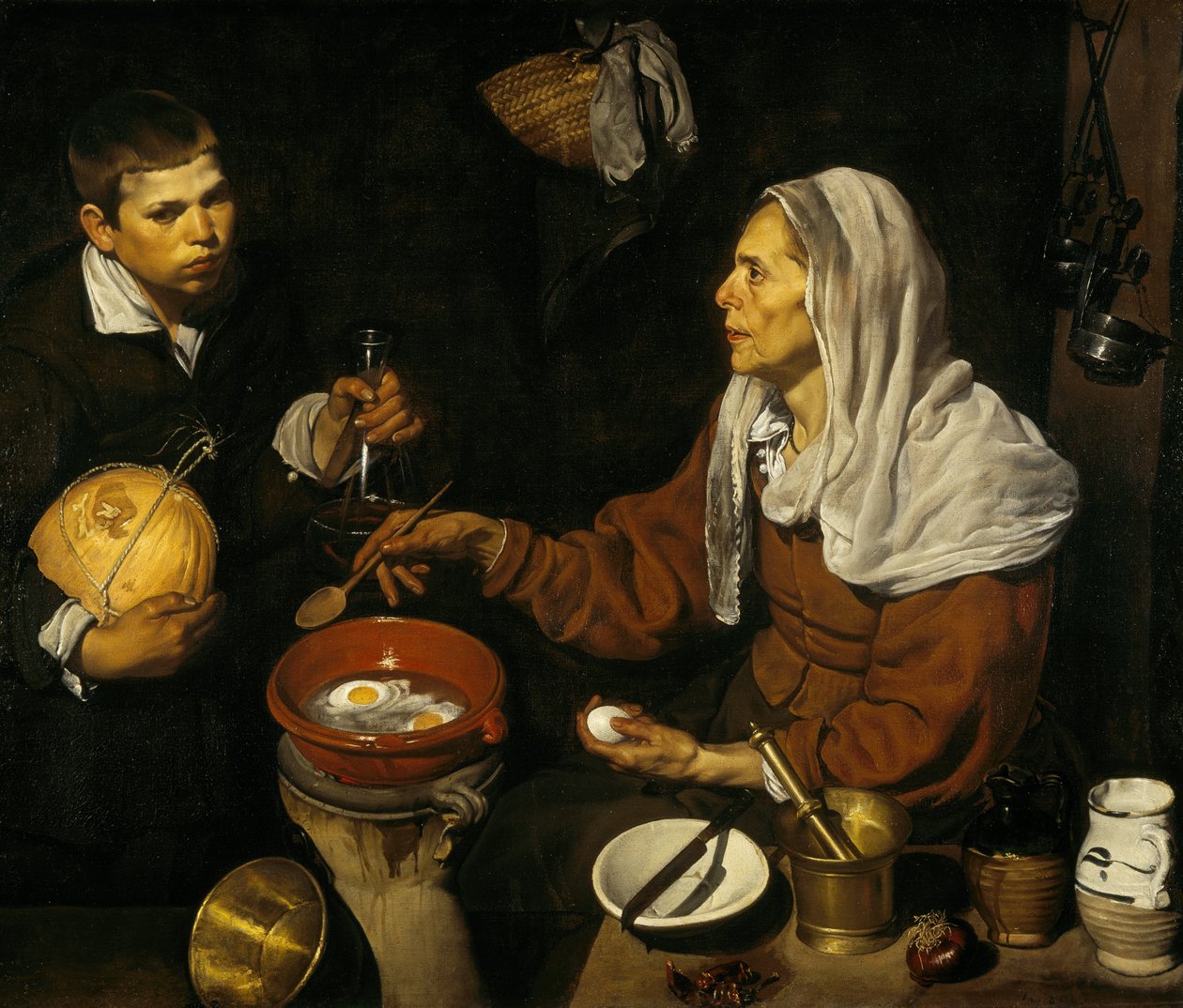 Yumurta Pişirme Yaşlı Kadın by Diego Velázquez