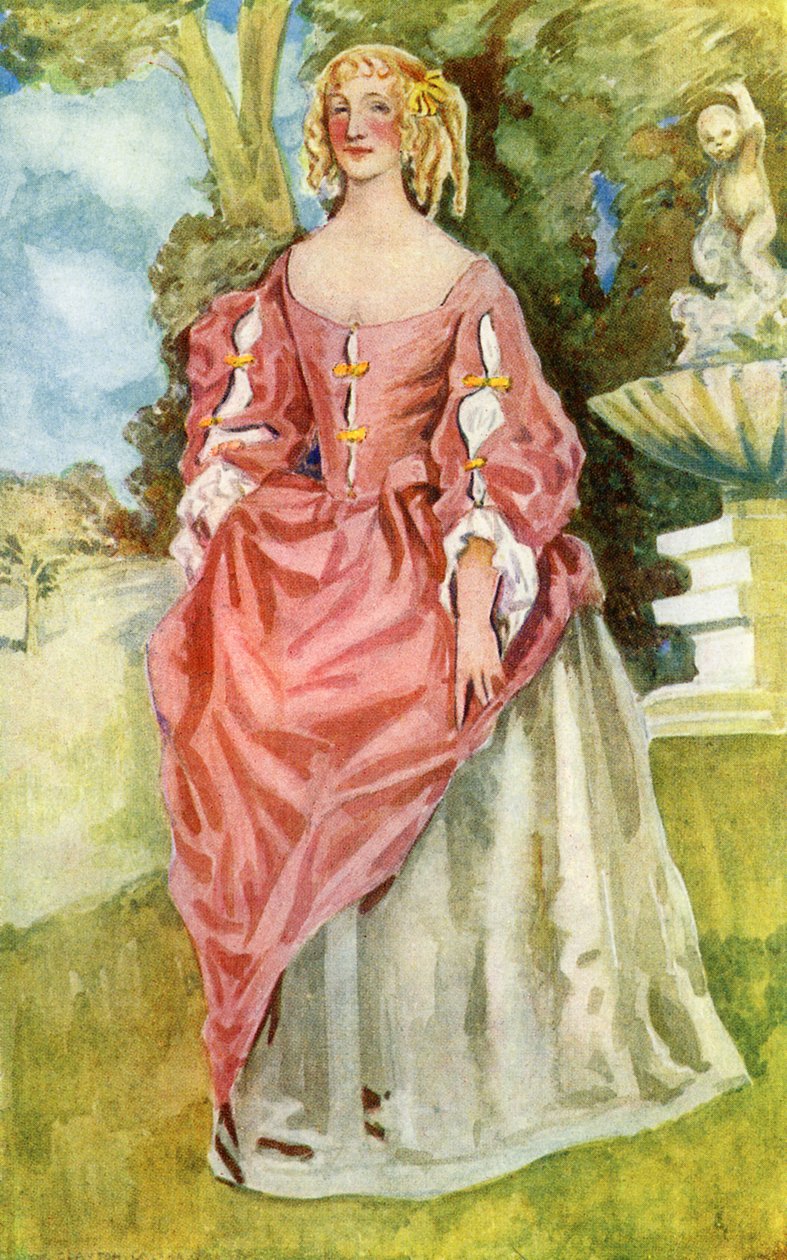 Woman s costume in reign of the Charles II (1660-1685) by Dion Clayton Calthrop
