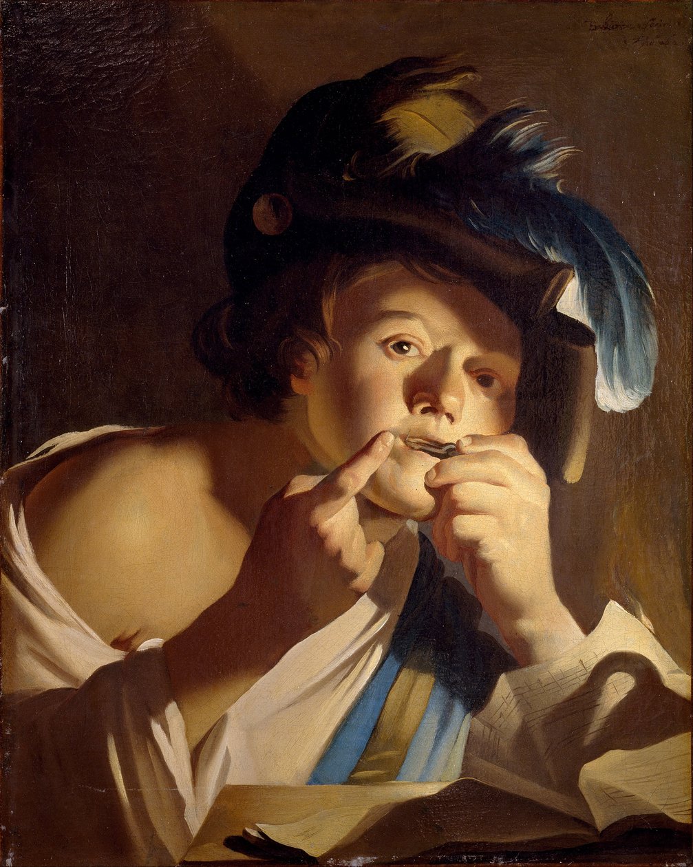 Yahudiler arp ile genç adam by Dirck van Baburen