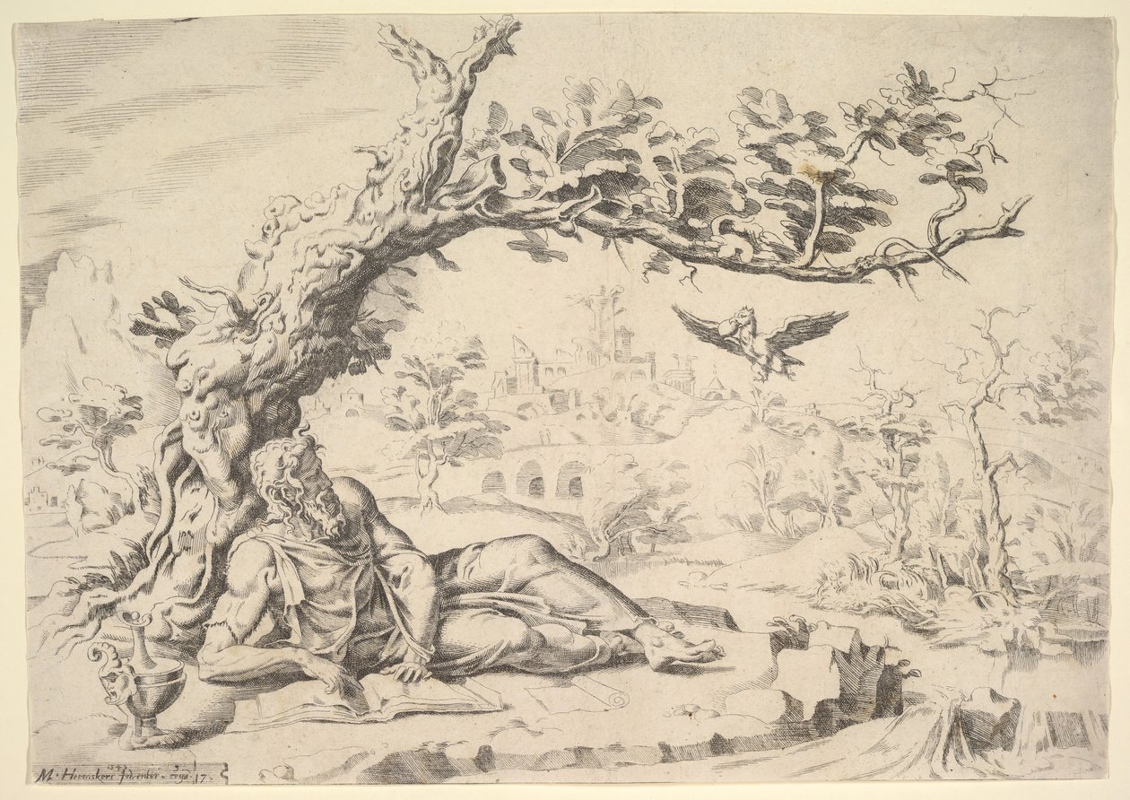 İlyas, Kuzgunlar Tarafından Beslendi, 1549. by Dirck Volkertsen Coornhert