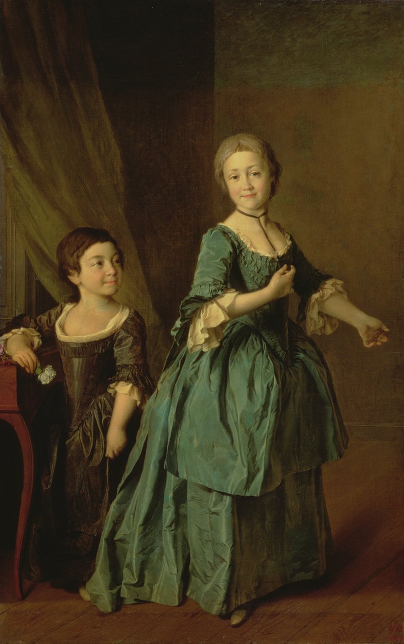 Portrait of Feodosia Rzhevskaya (1760-95) and Nastasia Davydova (b.1764) 1772  by Dmitri Grigorievich Levitsky