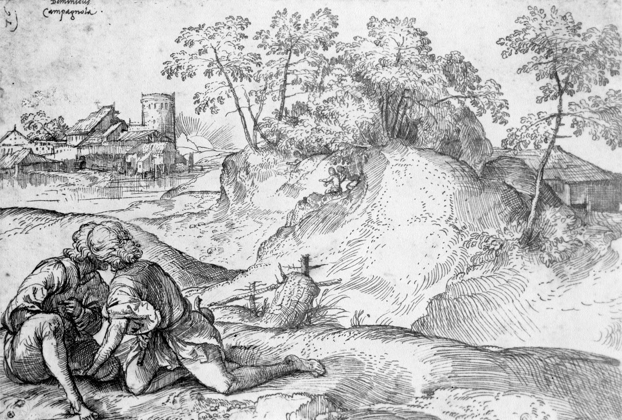 Manzaradaki Gençler by Domenico Campagnola