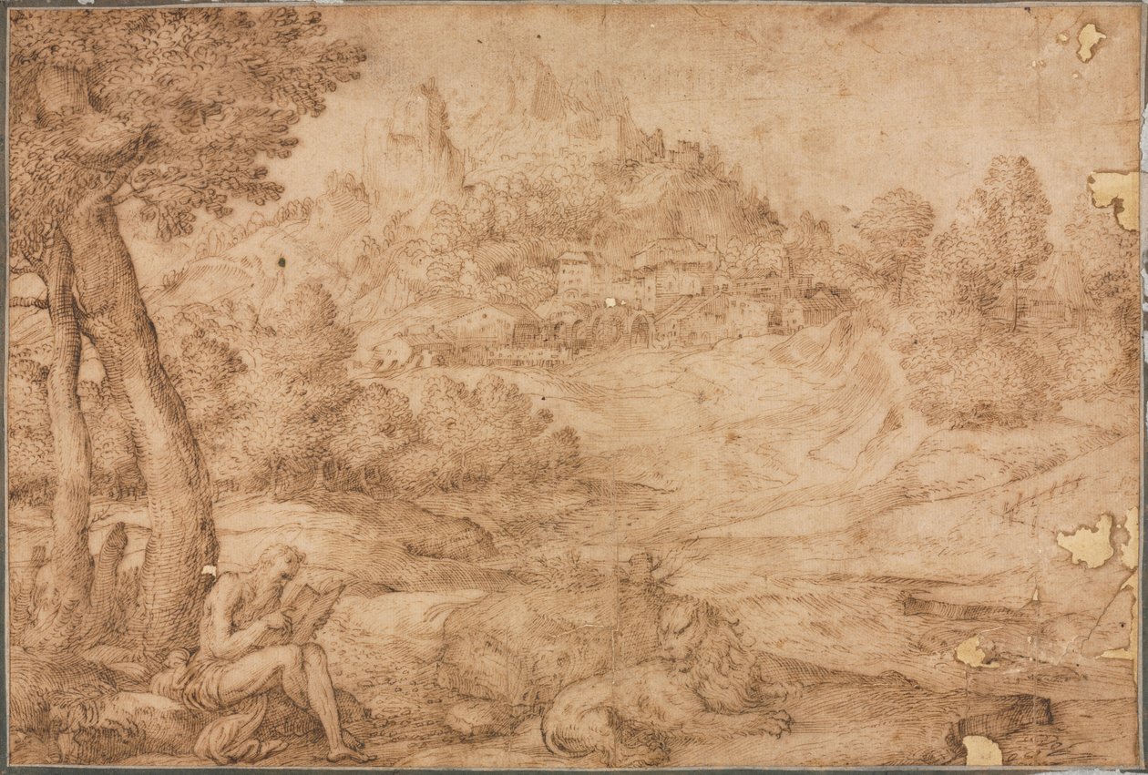Bir Manzarada Aziz Jerome, c. 1530. by Domenico Campagnola
