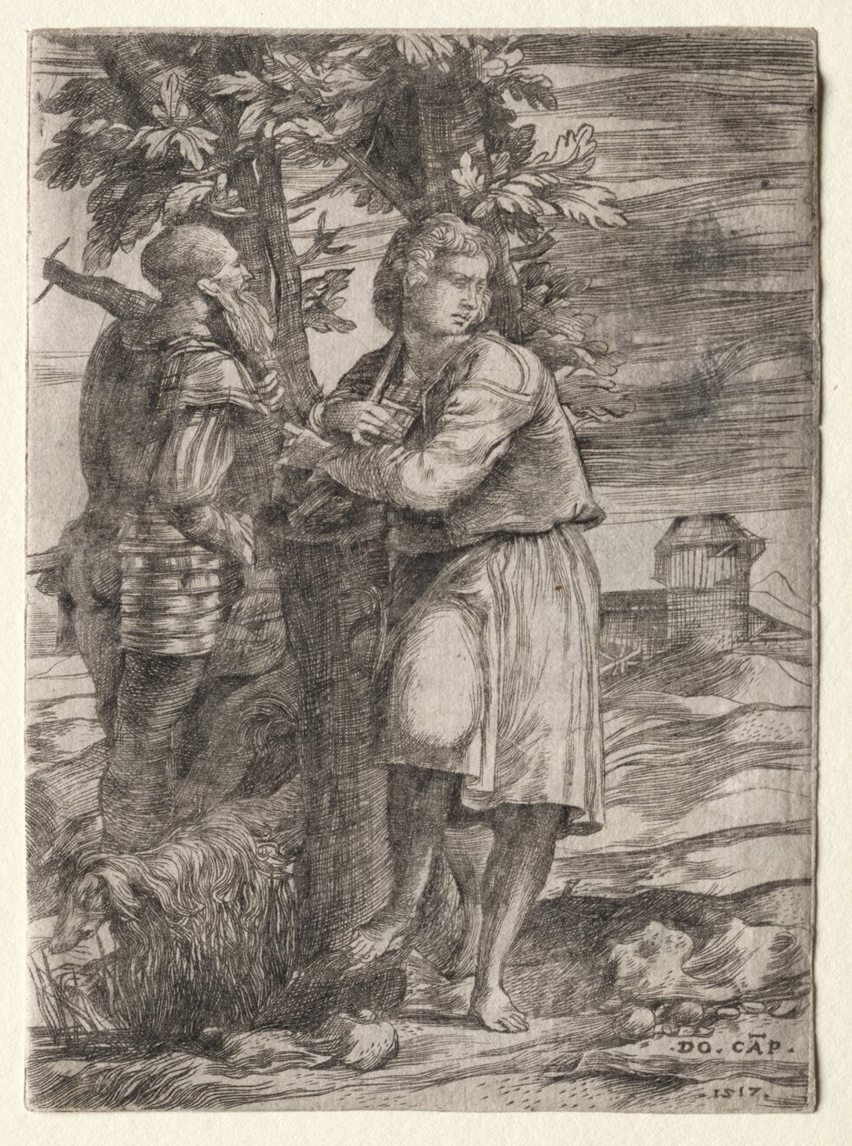 Çoban ve Eski Savaşçı by Domenico Campagnola