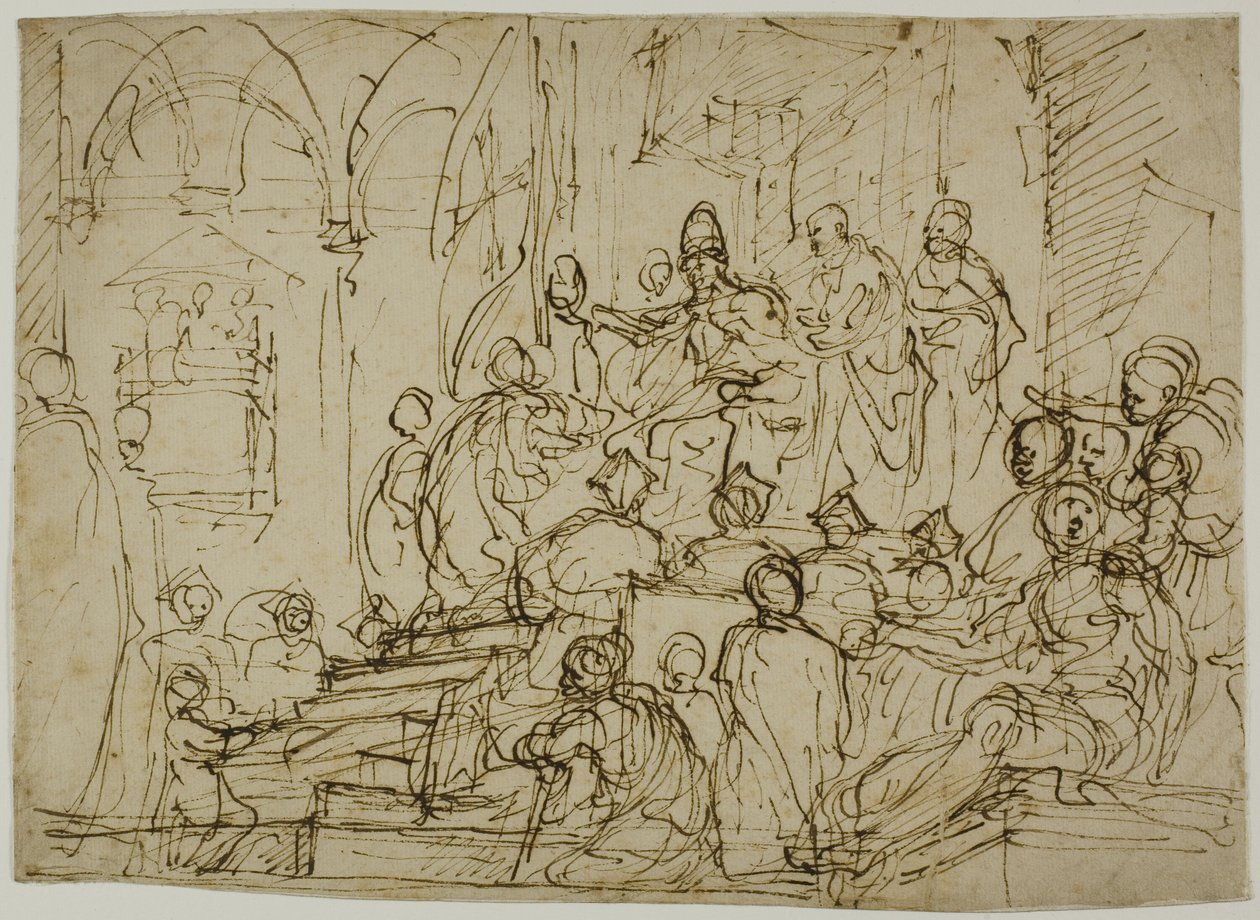Görevlileri ile Tahtlı Kral by Domenico Cresti
