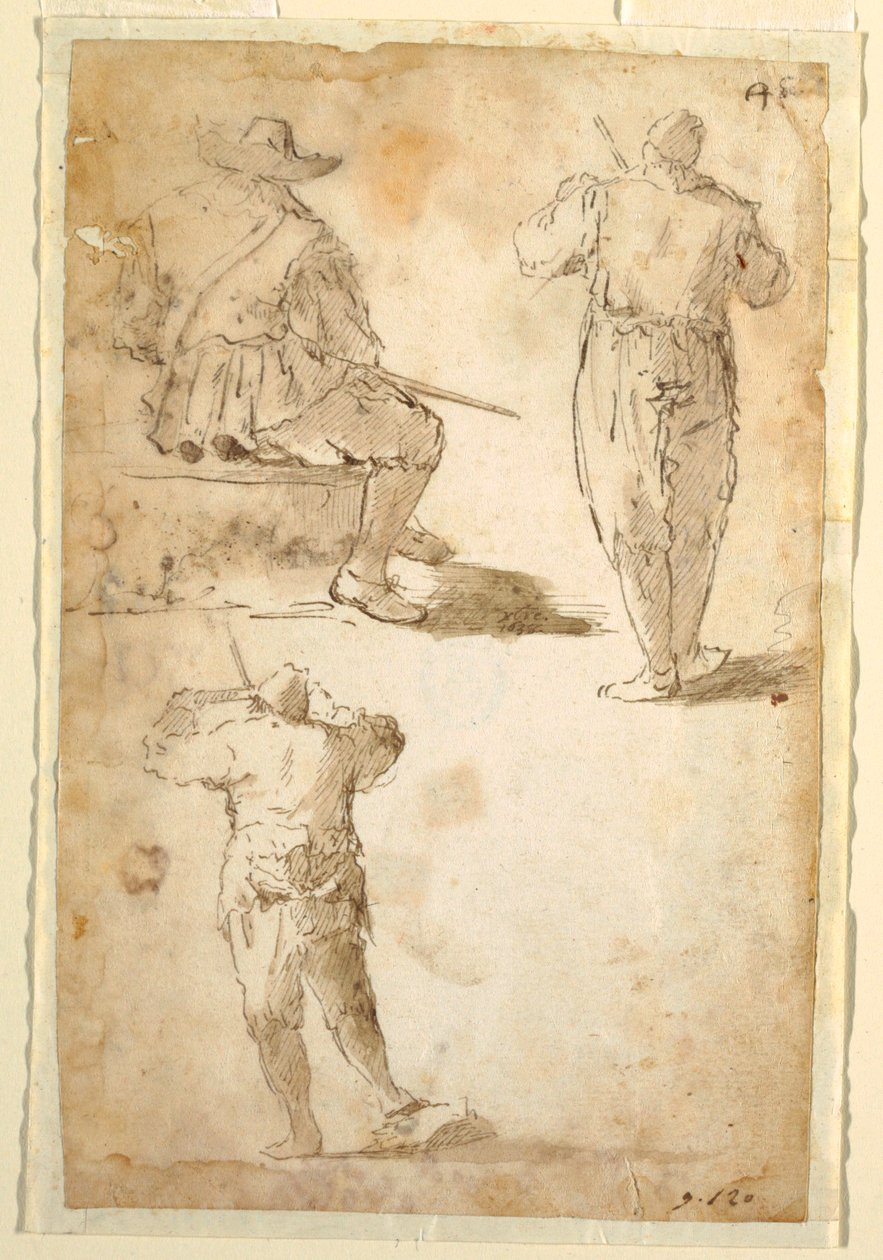 Üç adam by Domenico Gargiulo, called Micco Spadaro