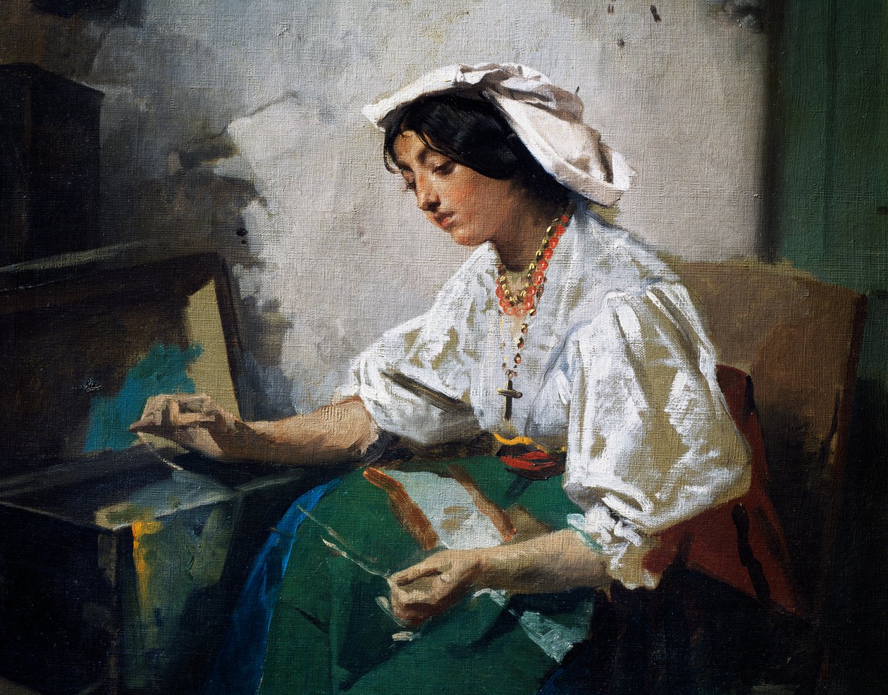 dikiş kız by Domenico Induno