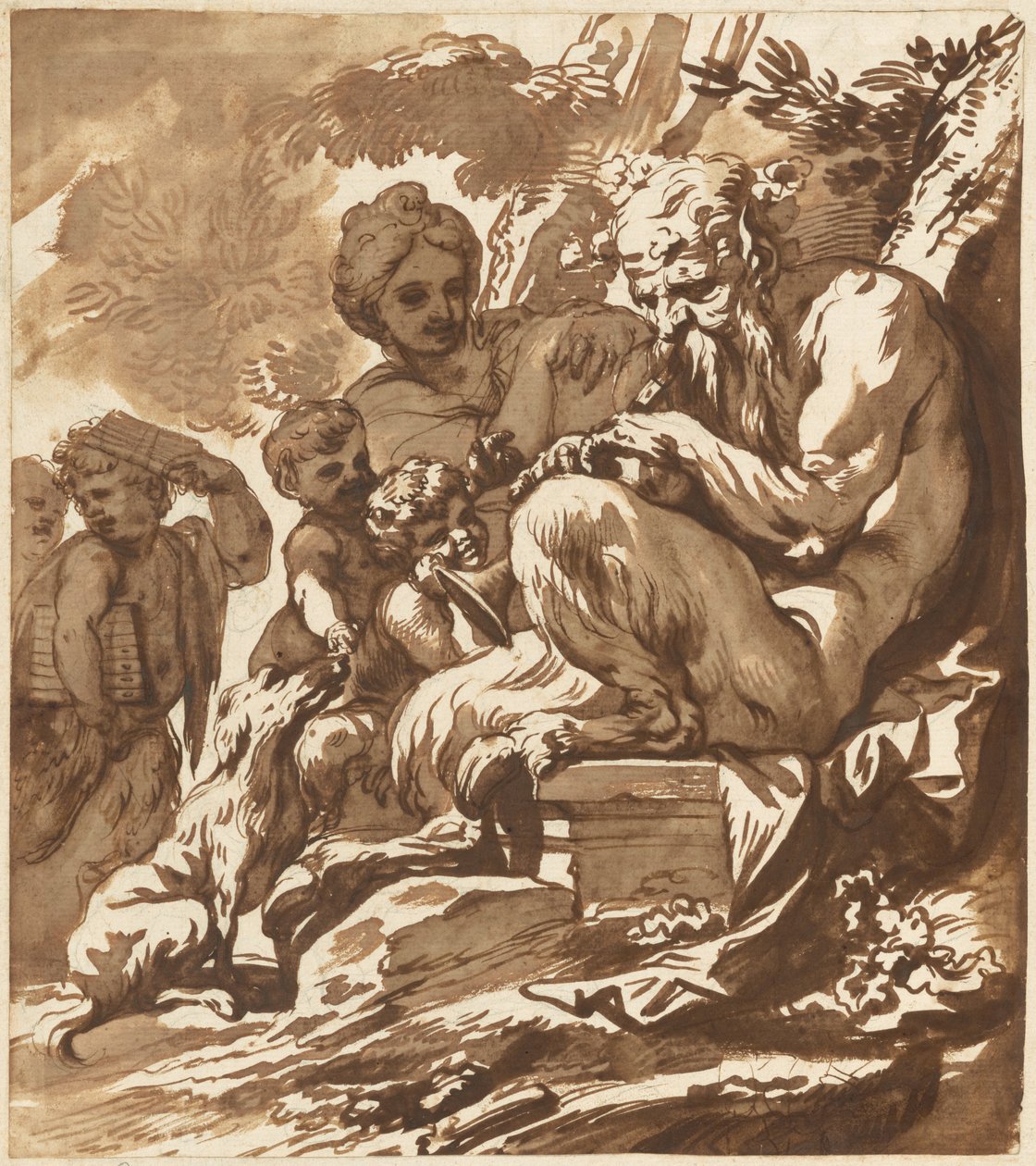 Ailesini Eğlendiren Bir Satir by Domenico Piola