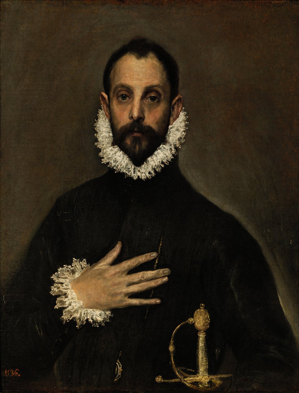 Eli göğsünde beyefendi by El Greco