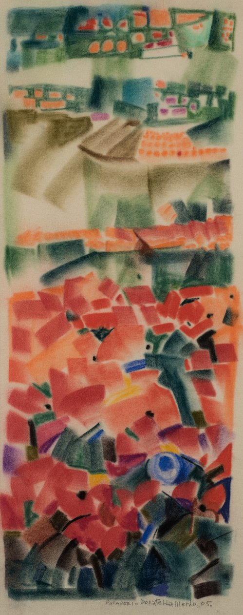 Poppies, 2005 (kadife kağıt üzerine pastel) by Donatella Merlo