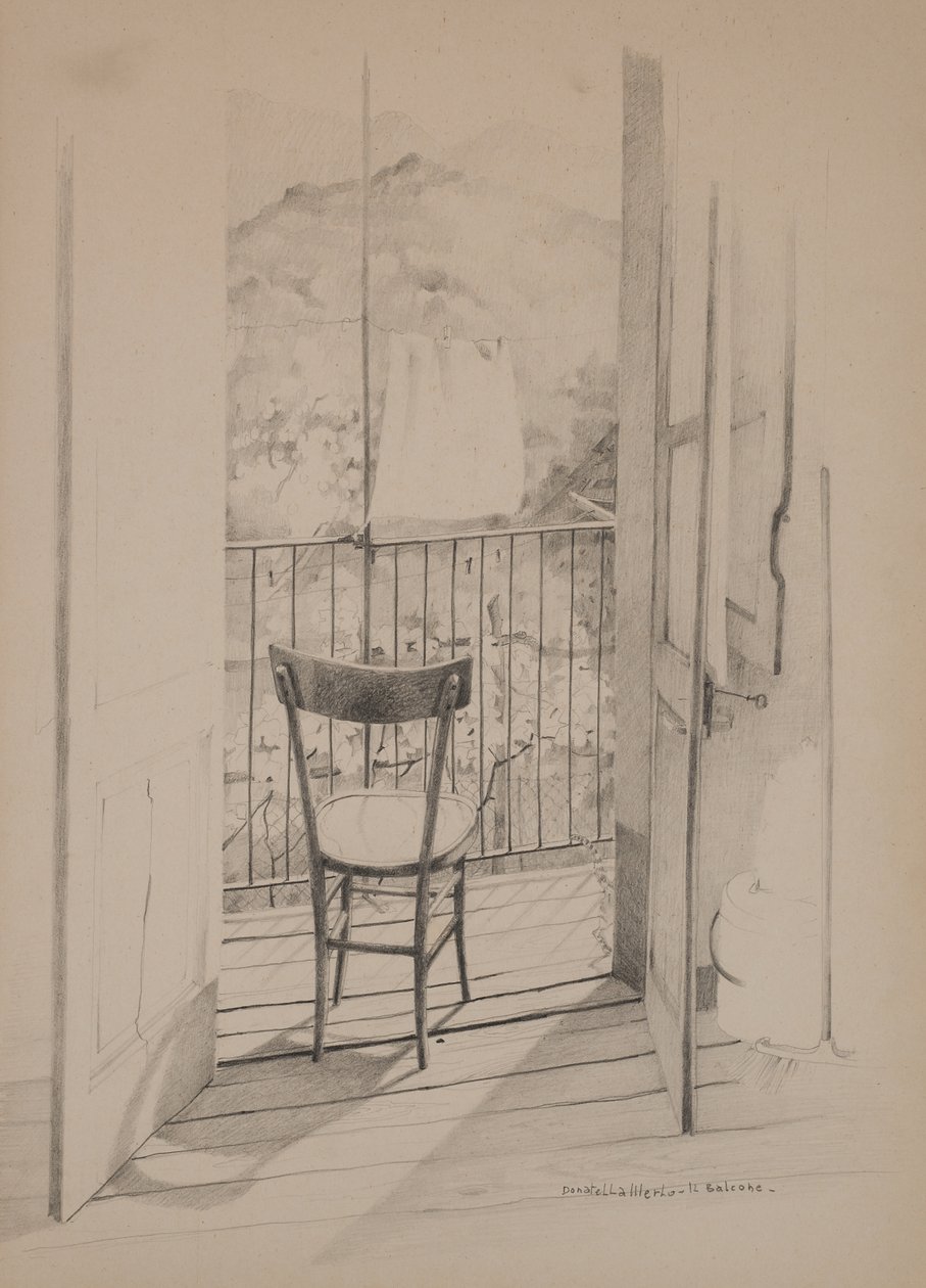 Balkon, c.1975 (kağıt üzerine çizim) by Donatella Merlo