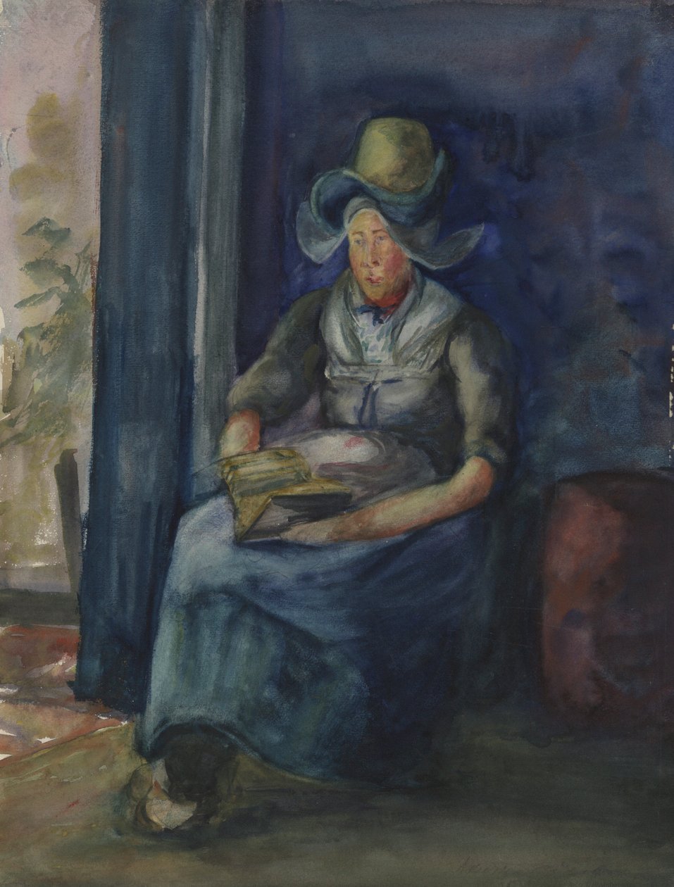 Hollandalı Kadın Oturmuş by Dorothea Adelheid Dreier