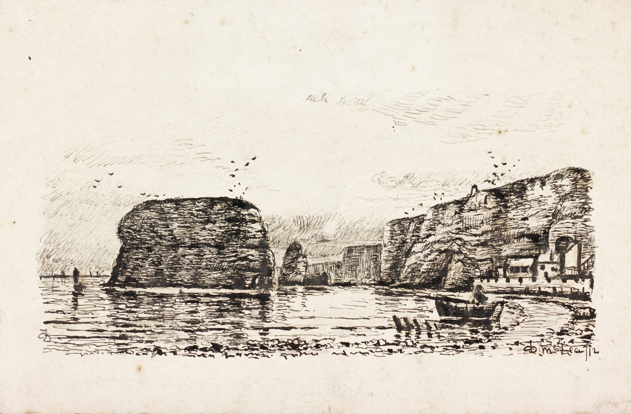 Marsden Rock and Grotto (kağıt üzerine siyah mürekkep) by Duncan F. McLea
