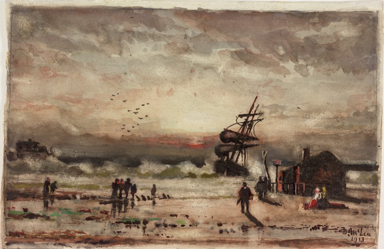 80'lerin Başlarında South Shields'de Mahsur kalan 'İris' (kağıt üzerinde suluboya ve gövde rengi) by Duncan F. McLea