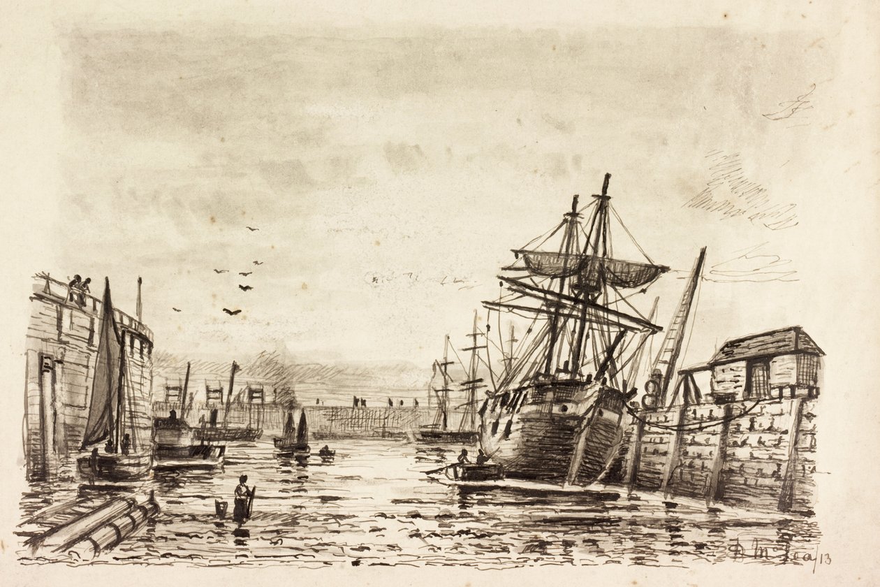Tyne Dock Gut (kağıt üzerine mürekkep) by Duncan F. McLea