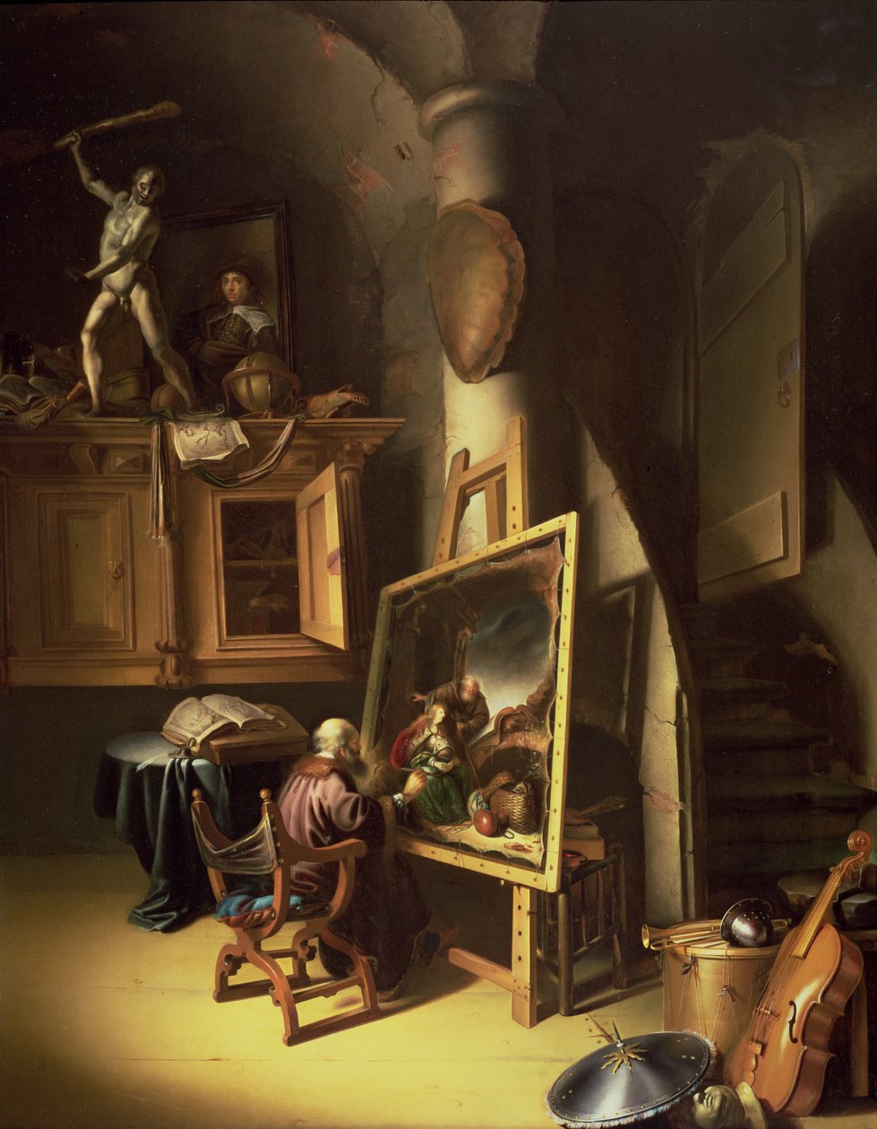 Stüdyosunda Bir Sanatçı, 1635 (panel) by Dutch School