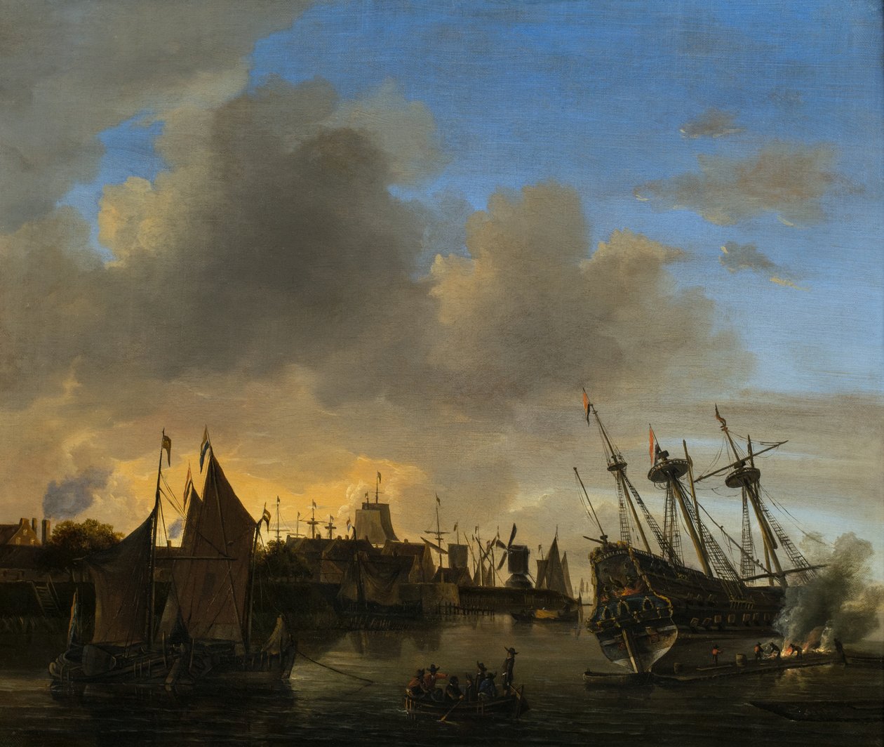 Hollanda Limanında Çok Sayıda Gemi by Dutch School