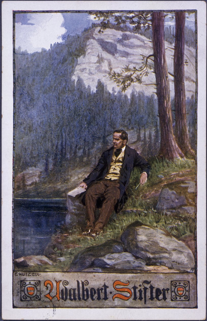 Adalbert Stifter, c.1910 renkli taş by E. Kutzer