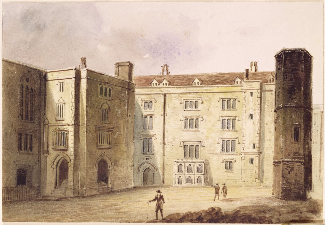 The Courtyard at Bridewell Palace, 1880 dolayları (kağıt üzerinde wc) by E.H. Maund