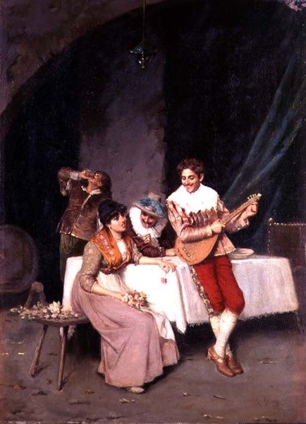 Utangaç Çiçek Satıcısı (tuval üzerine yağlı boya) by E. Ascenzi