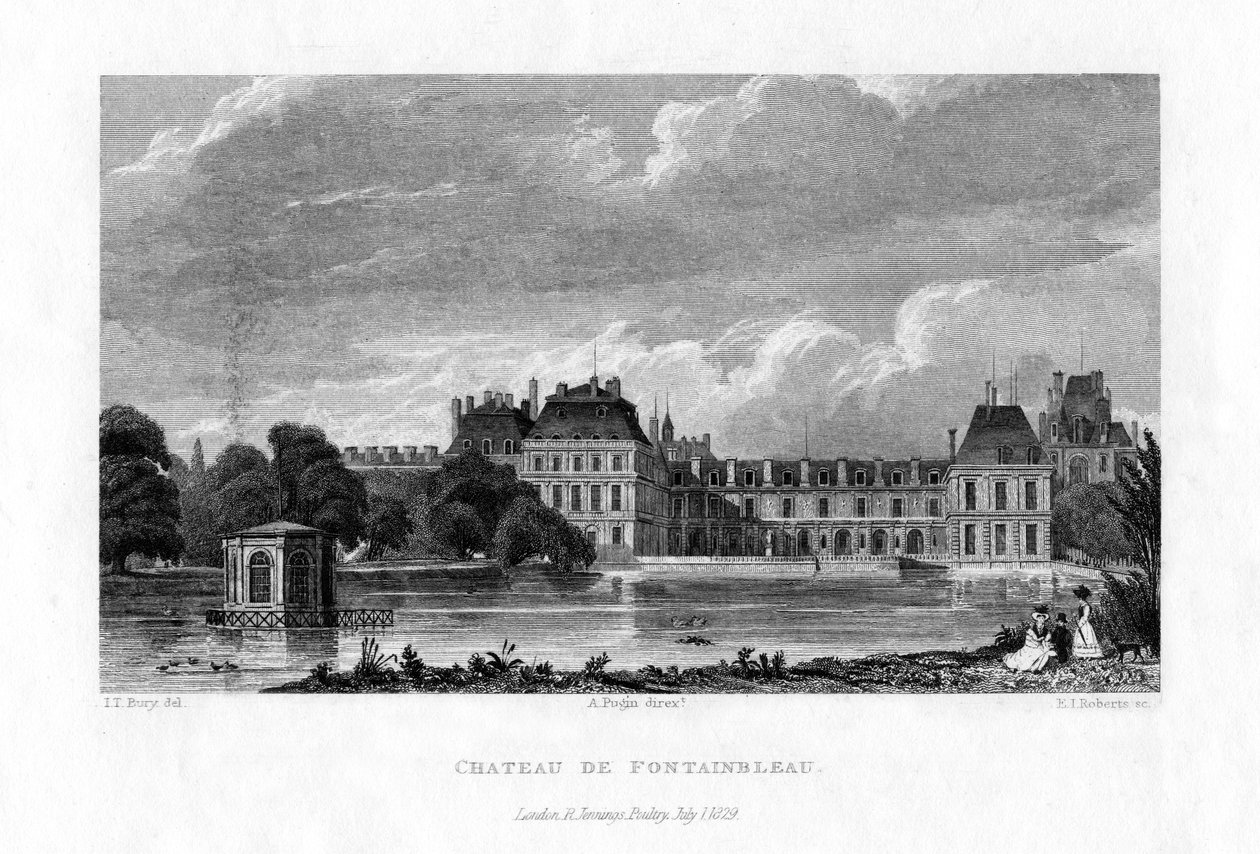 Chateau de Fontainebleau, Fransa, 1829. by E. I. Roberts