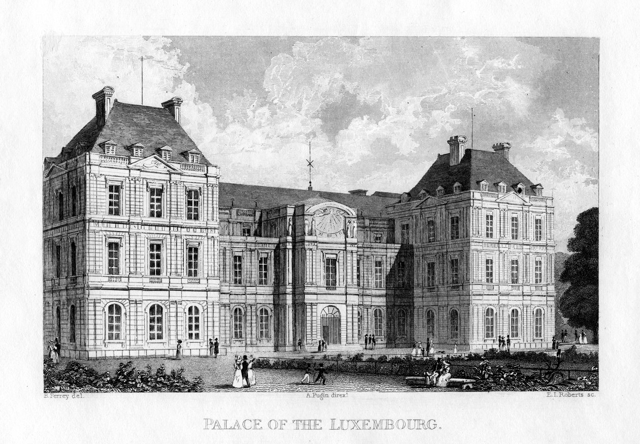 Lüksemburg Sarayı, Paris, c1830. by E. I. Roberts
