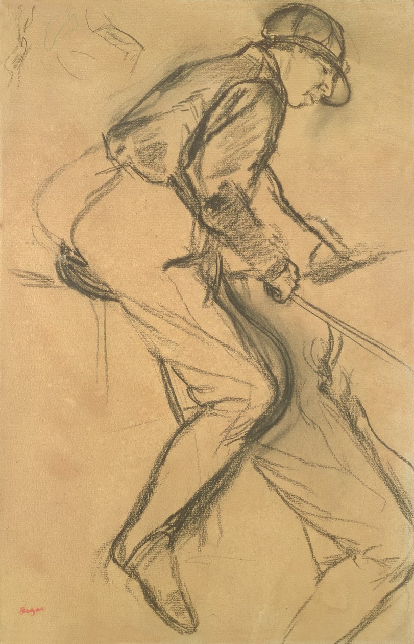 Bir Jokey, 19. yüzyıl (kağıt üzerinde kömür) by Edgar Degas