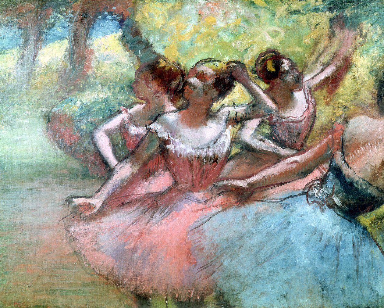 Sahnede dört balerin (pastel) by Edgar Degas