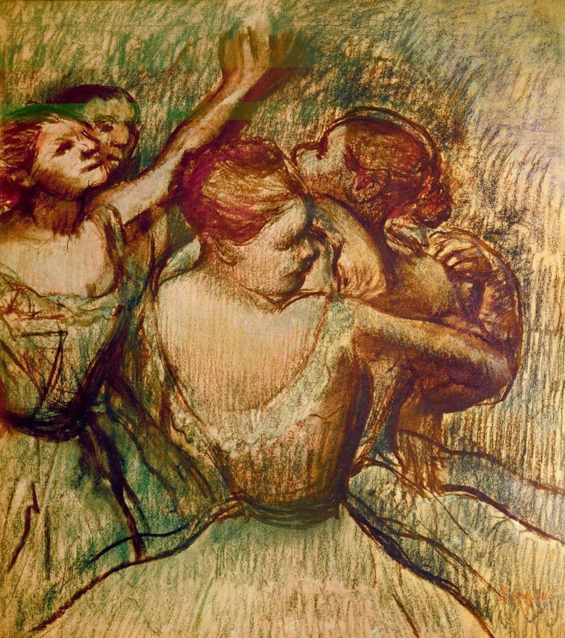 Yeşil Dansçılar (kağıt üzerinde pastel) by Edgar Degas