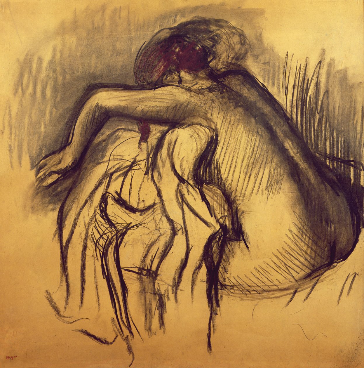 Kadın Kurutma, c.1893-98 (kağıt üzerinde kömür) by Edgar Degas