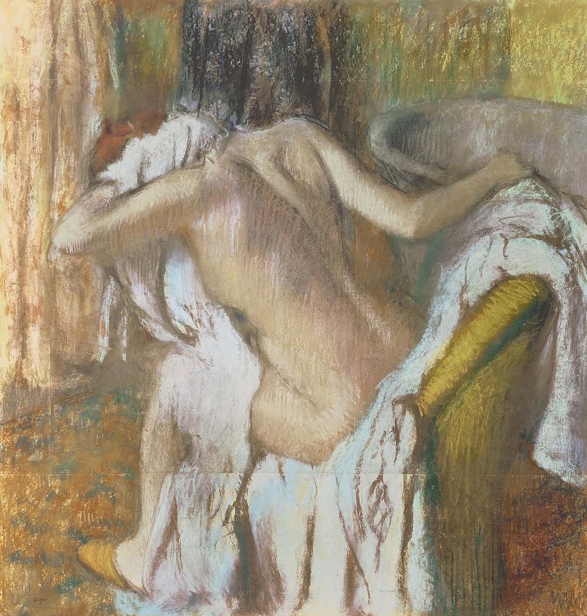 Kadın kendini kurutur, c.1888-92 (pastel) by Edgar Degas