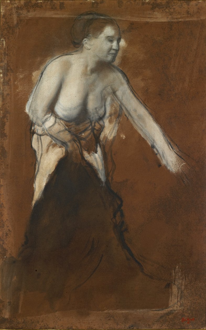 Kendini yıkayan kadın, c.1866-68 (karton üzerine yağlı boya) by Edgar Degas
