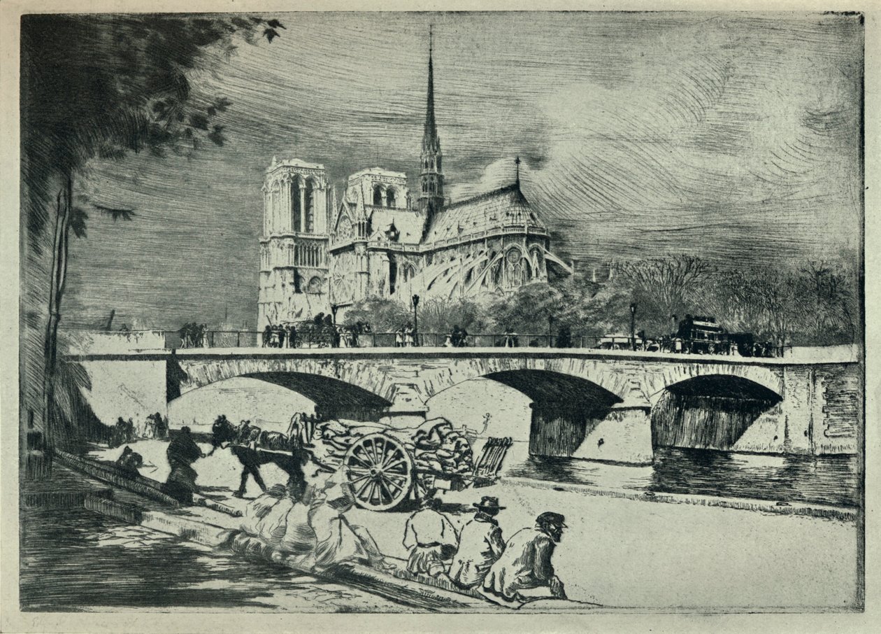 Notre Dame Apsis 1915 by Edgar Chahine