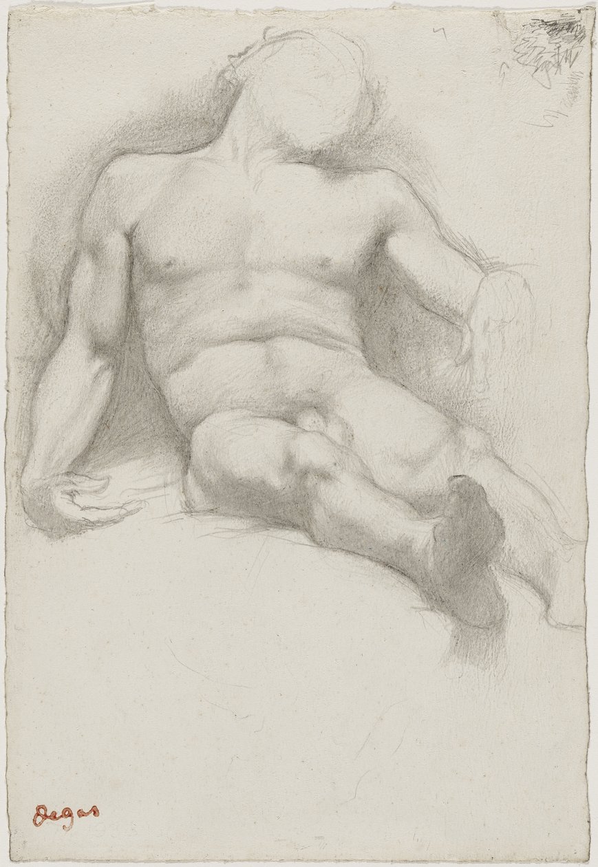 Çalışma - Yatan Çıplak Adam by Edgar Degas