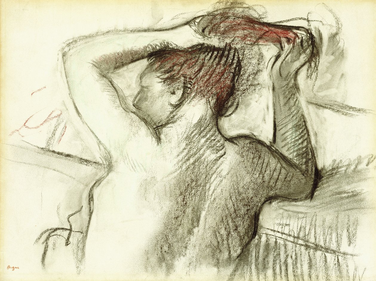 Çıplak Kadın Saçını Şekillendiriyor by Edgar Degas