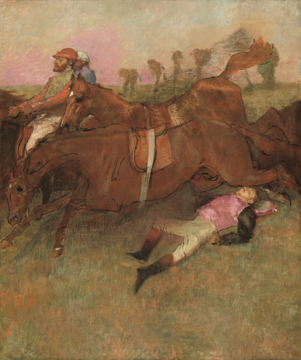 Engelli Koşudan Sahne: Düşmüş Jokey by Edgar Degas