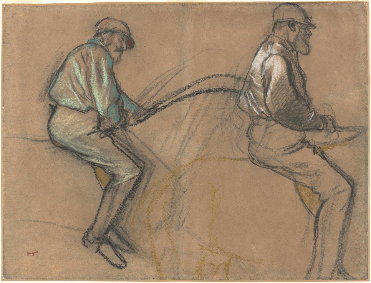 Bir Jokeyin İki Çalışması, c. 1884. by Edgar Degas