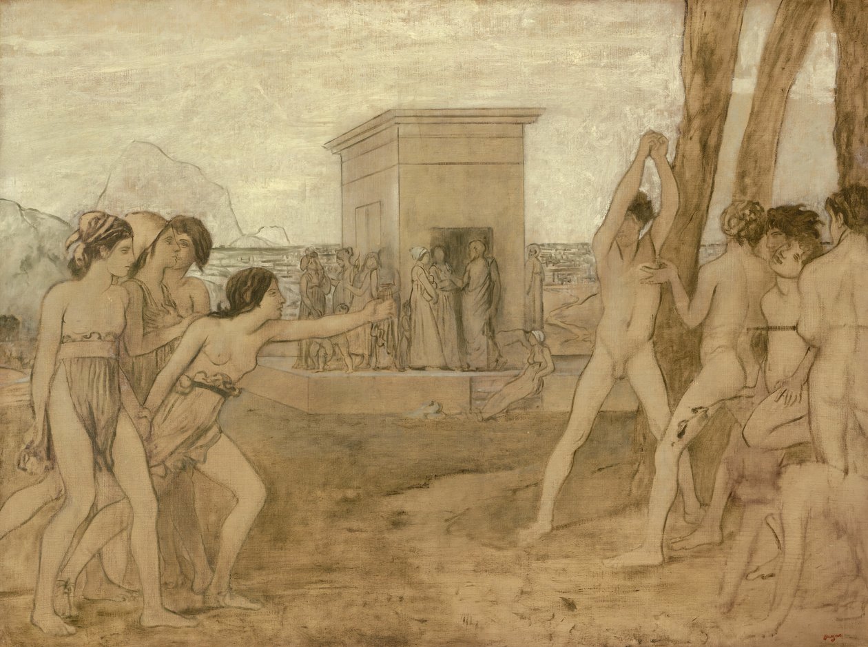 Genç Spartalı Kızlar Zorlu Erkekler, c. 1860. by Edgar Degas