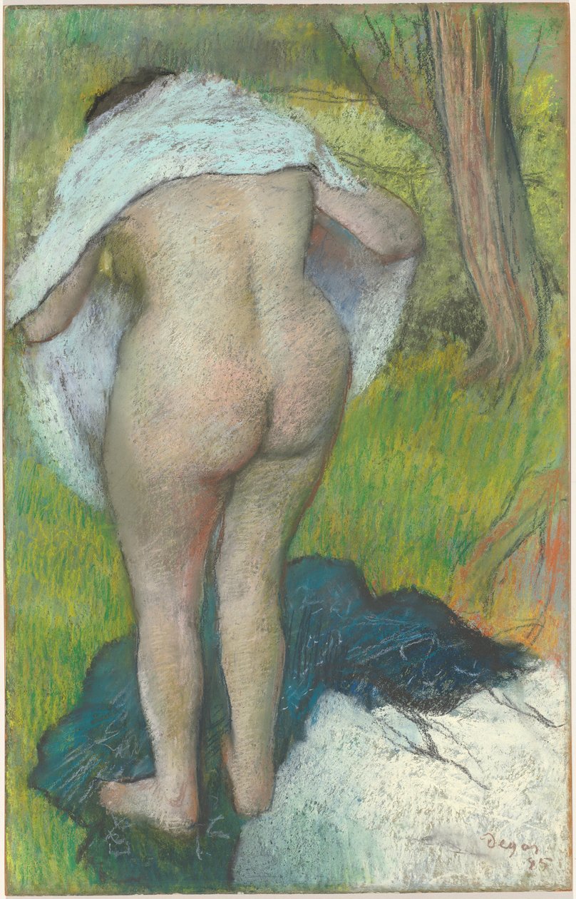 Kendini Giyinen Genç Kadın, 1885. by Edgar Degas