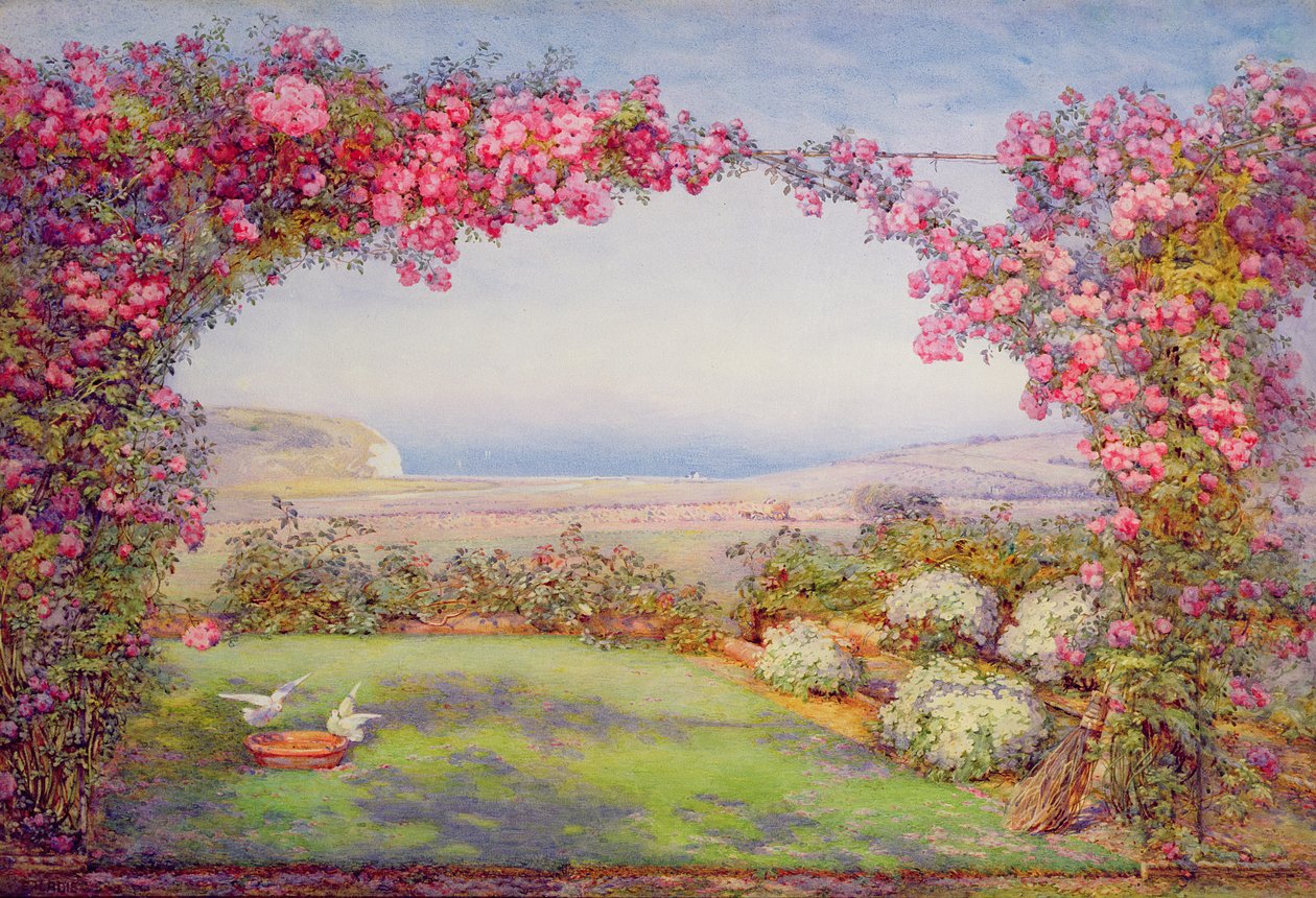 Gül kemerli bir bahçe by Edith Helena Adie